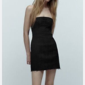 Zara DENIM STRAPLESS DRESS